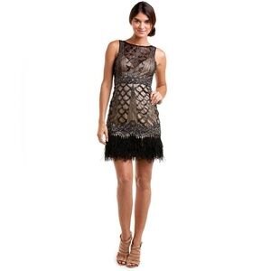 SUE WONG Black and Gold Beaded Dress